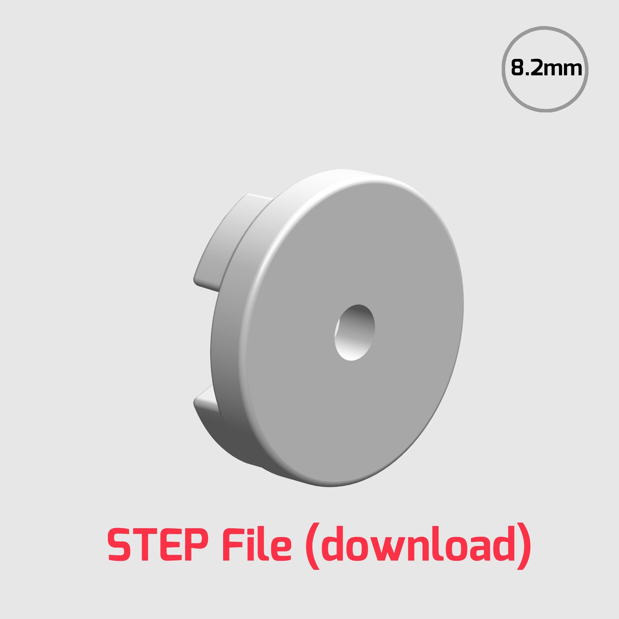 3D Step File - 8.2mm customisable hub for use with 35mm Rotacasters (R2-0354-__)