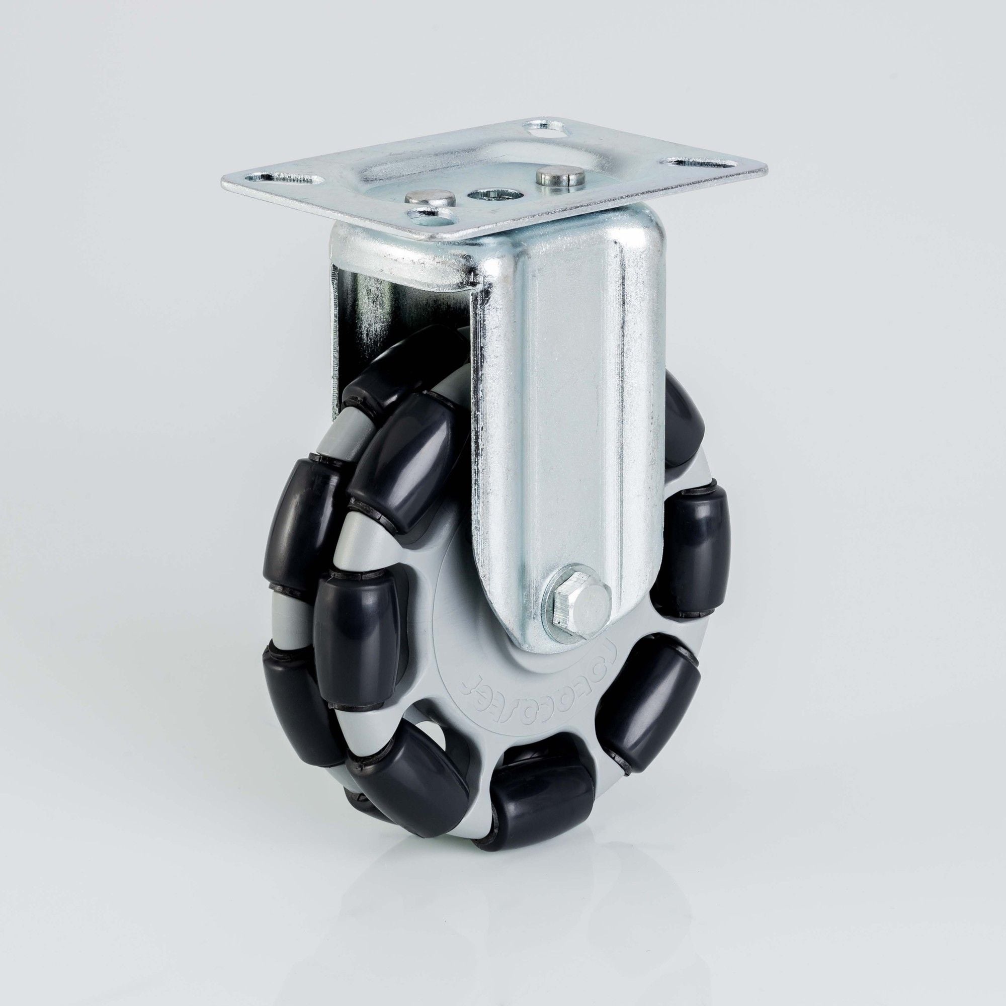 Rotacaster 125mm Double Polyurethane Roller / Formed Mount (with top plate)